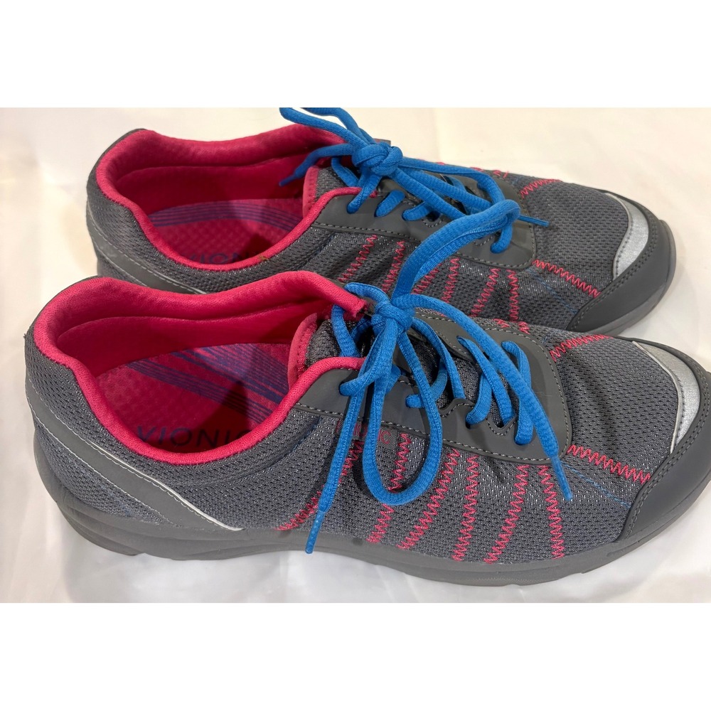 Vionic Alliance Womens Grey Pink Blue Walking Shoes Sneakers Size 9 1st Ray Tech